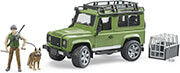 bruder land rover defender station wagon green black incl prince and dog photo