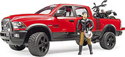 bruder ram 2500 power wagon with ducati desert sled and driver photo
