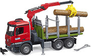 bruder mercedes benz arocs timber transport truck loading crane grab and 3 tree trunks photo