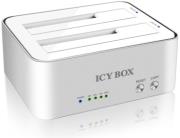 raidsonic icy box ib 120cl u3 sata hdd docking clone station usb30 silver white 25 or 35  photo