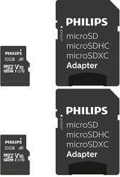 philips ultra speed microsdhc 2 pack 32gb class 10 uhs i u1 adapter fm32mp45d 00 photo