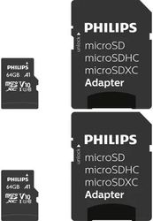 philips ultra speed microsdxc 2 pack 64gb class 10 uhs i u1 adapter fm64mp45d 00 photo