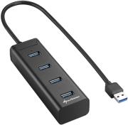 sharkoon 4 port usb 30 aluminium hub black photo