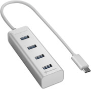 sharkoon 4 port usb 30 aluminium hub type c silver photo
