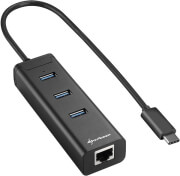 sharkoon 3 port usb 30 aluminium hub rj45 type c black photo