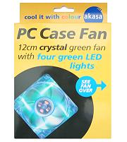 akasa ak 174cg 4gnb 120mm crystal green fan with 4 green leds photo