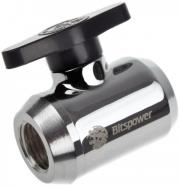 bitspower mini valve with black handle 1 4 inch shiny silver photo
