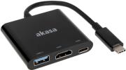 akasa ak cbca01 15bk type c to hdmi and power delivery adapter with extra usb 30 type a port photo
