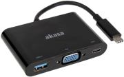 akasa ak cbca02 15bk type c to vga and power delivery adapter with extra usb30 type a port