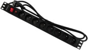 qoltec 53996 overvoltage power strip for rack 19 with cb 1u 16a pdu 8xfrench 2m photo