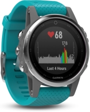 sportwatch garmin fenix 5s silver 42mm with turquoise band photo