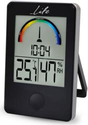 life wes 100 digital indoor thermometer and hygrometer with clock black photo