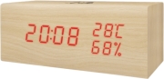 life wes 106 wooden digital indoor thermometer hygrometer with clock alarm and calendar photo