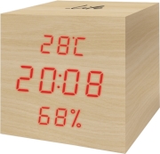 life wes 105 wooden digital indoor thermometer hygrometer with clock alarm and calendar photo