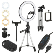 maclean led lamp ring type lamp with a tripod 11m 10 12w self timer bluetooth 3000k 6500k photo