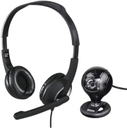 hama 139998 web cam and headphones with microphone hama hs p150 black