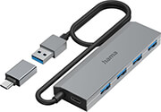 hama 200138 high speed 4 port usb 32 gen 1 hub with usb c adapter power supply unit photo
