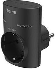 hama 223322 socket adapter earthed contact overvoltage protection mains voltage black photo