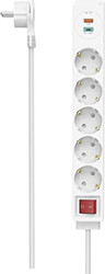 hama 223186 power strip 5 way usb c a 18 w pd qc flat plug 14 m white photo hama 223186 power strip 5 way usb c a 18 w pd qc flat plug 14 m white photo