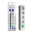 qoltec power strip 4 sockets 18m white grey photo