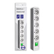 qoltec power strip 5 sockets 18m white grey photo