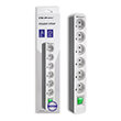 qoltec power strip 6 sockets 18m white grey photo