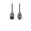 NEDIS COTG15010GY100 BALANCED XLR AUDIO CABLE XLR 3-PIN MALE - XLR 3-PIN FEMALE 10 M GREY