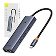 baseus ultra joy 6in1 hub type c hdmi 4k 3xusb 30 lan rj45 pd space grey photo