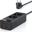 tessan 6 in 1 power strip 2xschuko 2xusb 2xtype c 30w with cable 2m black ts fs01de00 photo