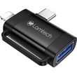 LAMTECH 2-IN-1 PORTABLE ADAPTER IP/USB-C MALE TO USB2.0 FEMALE BLACK LAM980534