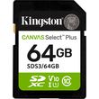 KINGSTON SDS3/64GB CANVAS SELECT PLUS GEN3 64GB SDXC 100MB/S C10 UHS-I U1 V10