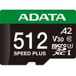 ADATA UD512GUI3V30A2SP-RA1 SPEED PLUS 512GB MICRO SDXC UHS-I 180MB/S U3 C10 WITH ADAPTER