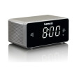 lenco cr 530 radio controlled stereo clock radio with 12 white display taupe photo