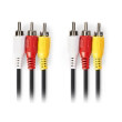 nedis cvgp24300bk50 composite video cable 3x rca male 3x rca male 5m black photo
