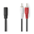 nedis cagp22255bk02 stereo audio cable 2x rca male 35mm female 02m black photo