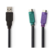 nedis ccgp60830bk03 usb ps 2 adapter cable usb a male 2x ps 2 female 03m black photo