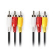 nedis cvgp24300bk30 composite video cable 3x rca male 3x rca male 3m black photo