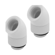 CORSAIR HYDRO X FITTING ADAPTER XF 45 ANGLED ROTARY GLOSSY WHITE 2-PACK