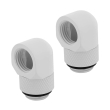 CORSAIR HYDRO X FITTING ADAPTER XF 90 ANGLED ROTARY GLOSSY WHITE 2-PACK