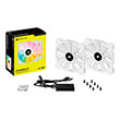 CORSAIR ICUE SP140 RGB ELITE 140MM WHITE PWM FAN  DUAL FAN KIT WITH LIGHTING NODE CORE