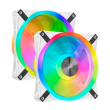 CORSAIR ICUE QL140 RGB 140MM PWM WHITE FAN  DUAL FAN KIT WITH LIGHTING NODE CORE