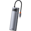 baseus metal gleam series 8 in 1 multifunctional type c hub hdmi 4k rj45 3xusb30 card read pd grey photo