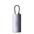 baseus metal gleam series 4 in 1 multifunctional 3x usb 30 type c network lan rj45 grey photo