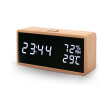 life wes 108 bamboo digital indoor thermometer hygrometer with clock alarm and calendar photo