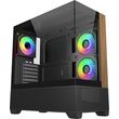 case cooler master elite 690 tempered glass atx white 3x120mm argb fans wood white photo