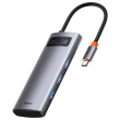 baseus metal gleam series 5 in 1 multifunctional type c hub hdmi 4k 3xusb30 grey photo