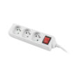 lanberg 3 sockets french with circuit breaker quality grade copper cable power strip 3m white photo
