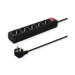 savio lz 02 power strip with anti surge protection 5 way 3m black photo
