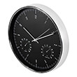 silent wall clock 12 30cm silver black with thermometer and hygrometer photo