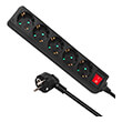 maclean mce226g power strip 5 sockets extension cord with switch black 3500w 14m photo